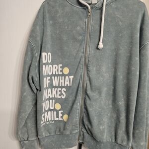 Women’s Zip-Up Varsity Jacket with Motivational Print - Sage